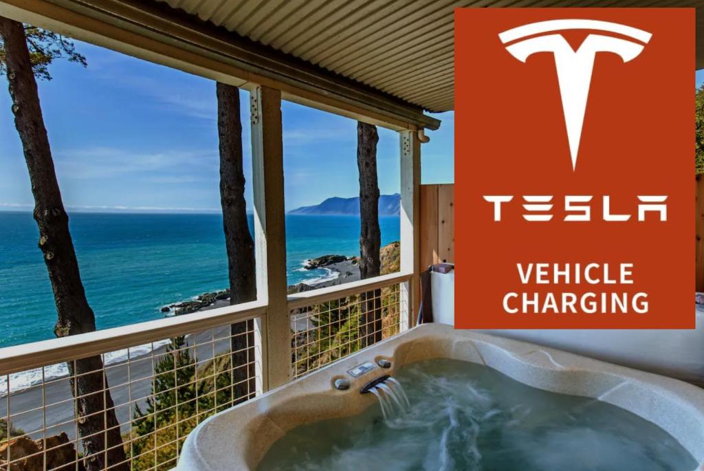 Photo of Amazing Oceanview 2 bedroom Oceanfront! by OceanviewHotTubs Shelter Cove, CA Tesla EV Station in Whitethorn, CA