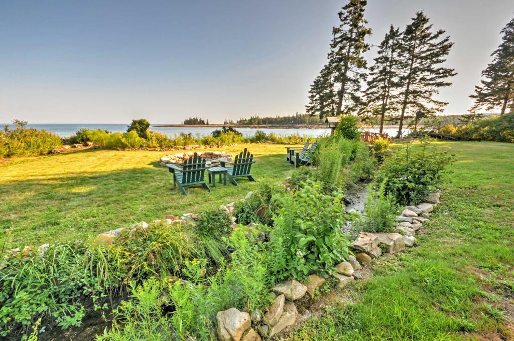 Photo of Waterfront Prospect Harbor Cottage Yard, Fire Pit in Gouldsboro, ME