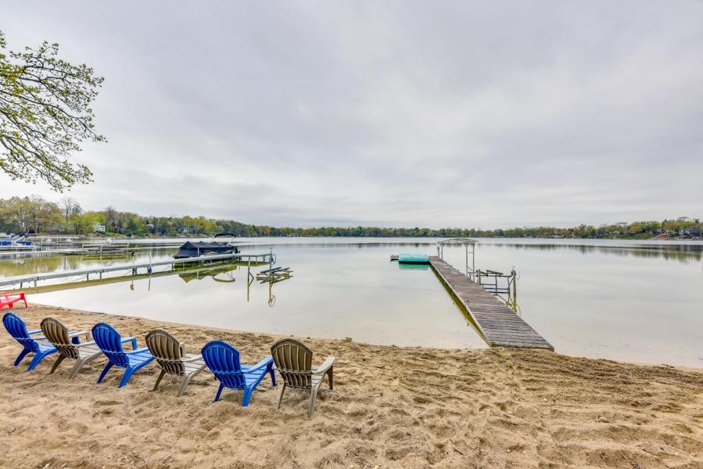Photo of Lakefront Burlington Vacation Rental Dock and Beach in Twin Lakes, WI